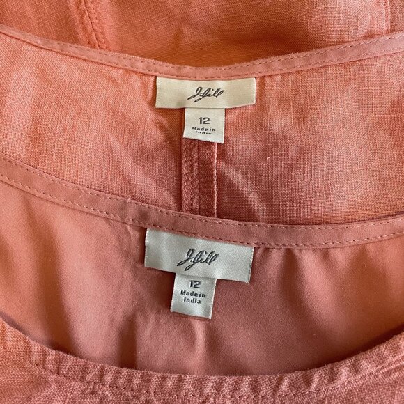 J.Jill Womens Peach Short Sleeve Scoop Neck Midi Dress with Lining Size 12 - Picture 6 of 8